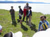 Matt helps the ranger explain how Yellowstone Caldera formed