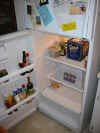 typical bachelor fridge - at leat the beer is cold, eh Saara?